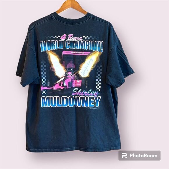 CHASE AUTHENTICS Vintage 90s Signed Shirley Muldowney Graphic Tee - Picture 1 of 11